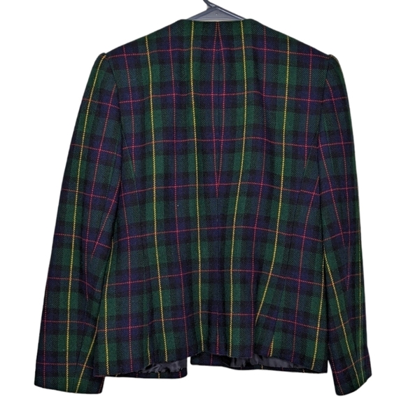 Vintage Joan Leslie Tartan Print Green & Red Blazer 6P - Picture 3 of 16